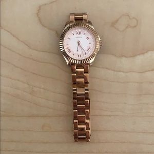 FOSSIL 3 hand rose gold tone watch